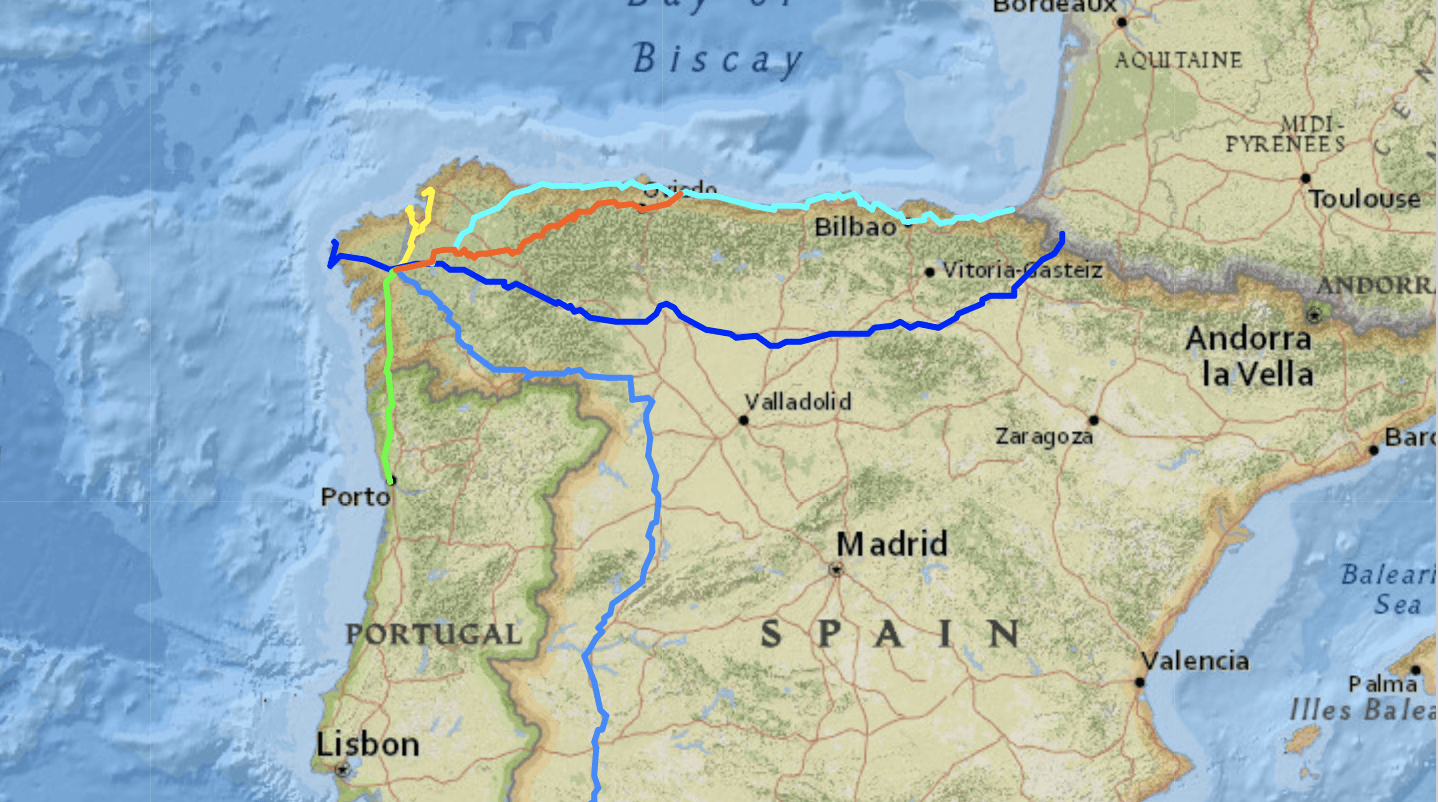 camino de santiago route map